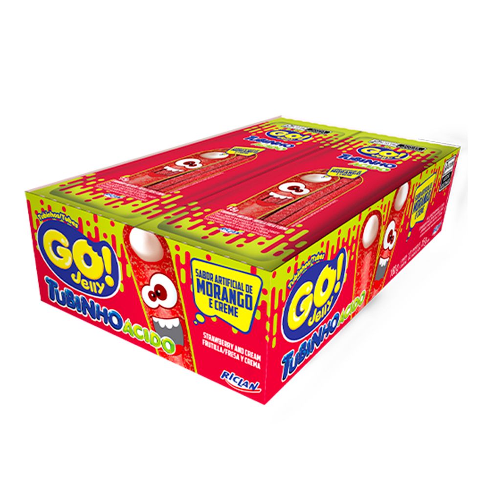 Bala Tubinho Acido Go Jelly Mini Morango 12x15g Riclan-1- Bala Tubinho Acido Go Jelly Mini Morango 12x15g Riclan-1-